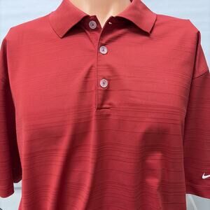 Nike Dri Fit Golf Shirt Red Mens XL (Charity Event Logo on Sleeve)